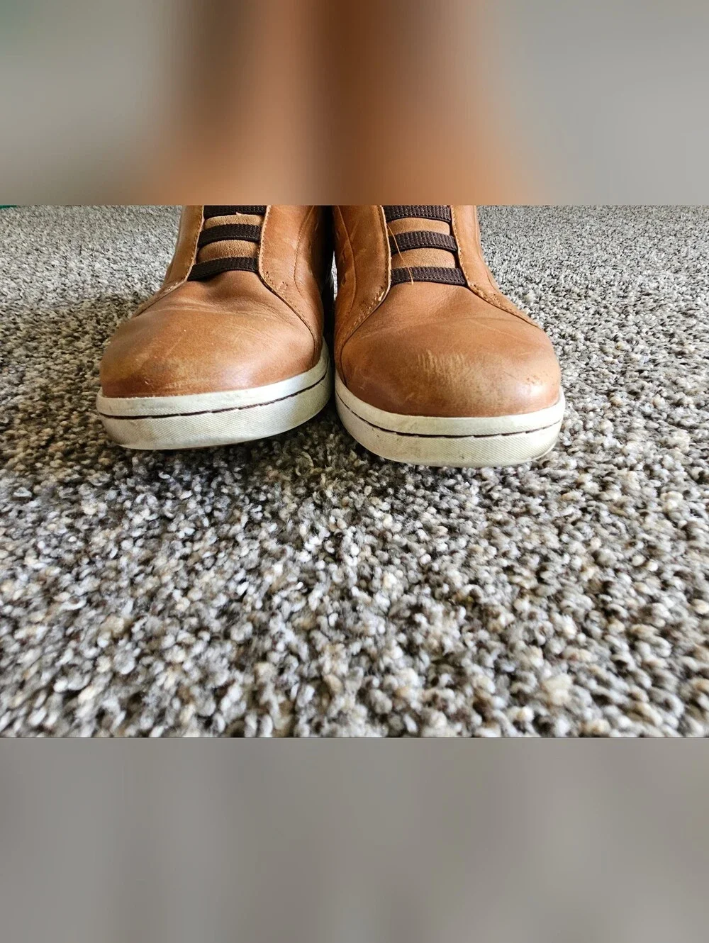 Kizik New York brown leather shoes Men's Tan Leather Slip-On Casual Sneakers
